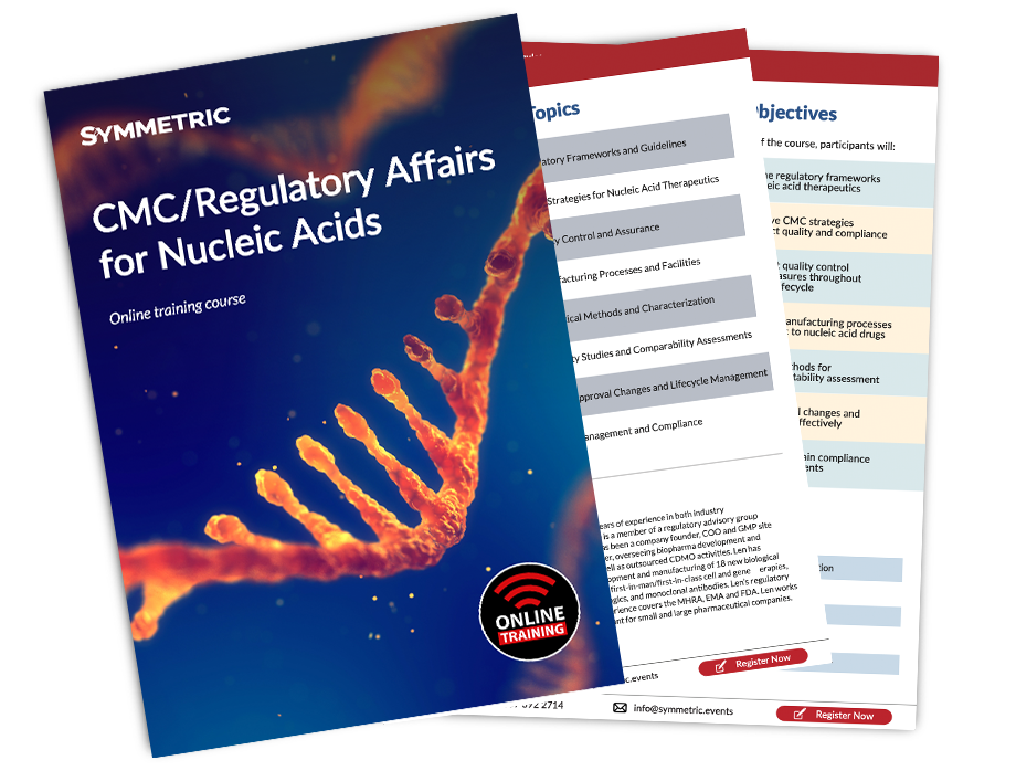 CMC-Regulatory Affairs for Nucleic Acids training agenda